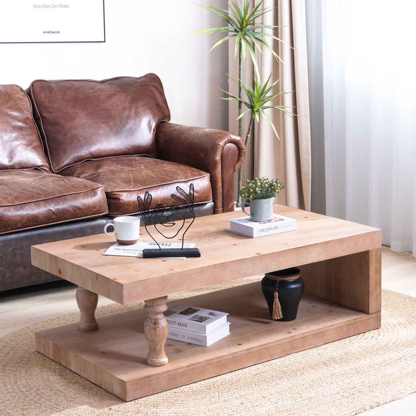 Rustic Coffee Table, Wood Coffee Table, Farmhouse Coffee Table, Modern Rustic Furniture, Coffee Table With Shelf, Wooden Living Room Table