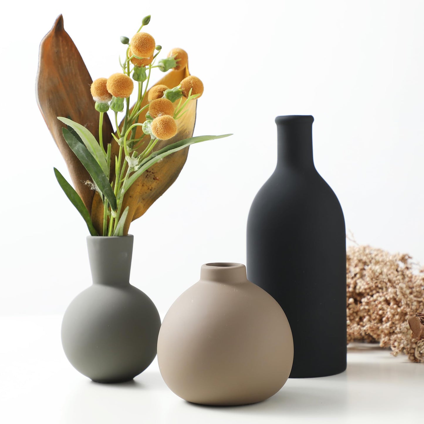 Rustic Farmhouse Ceramic Vase Set Of 3