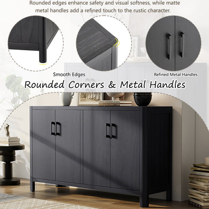 Mirod Farmhouse Style 4-Door Cabinet With Natural Finish, A Rustic Accent For Entryways Or Small Spaces