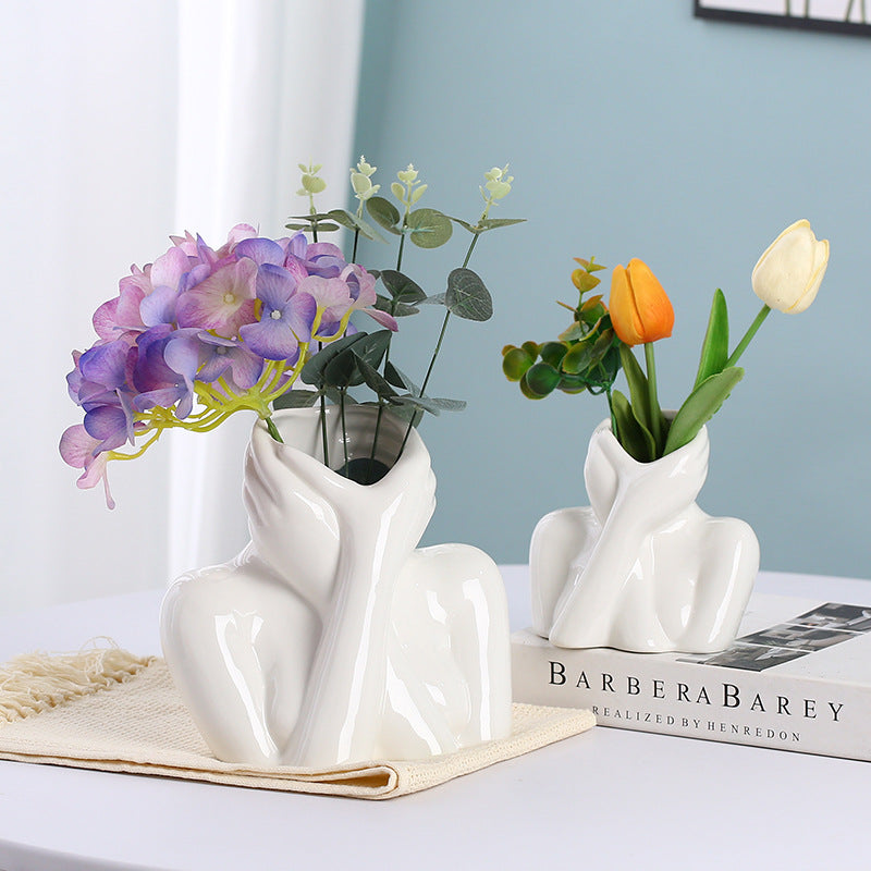 Ins Scandinavian Modern Simple Style Ceramic Vase Decoration Living Room Porch Office Flower Arrangement Decoration