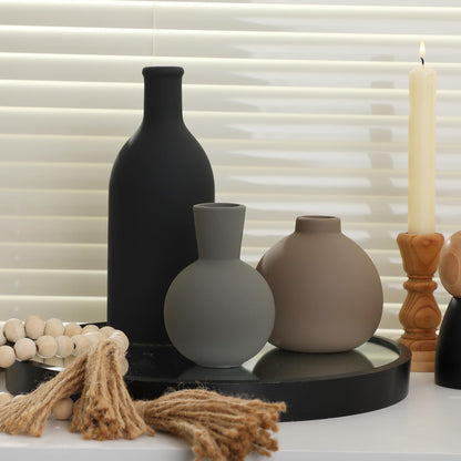 Rustic Farmhouse Ceramic Vase Set Of 3
