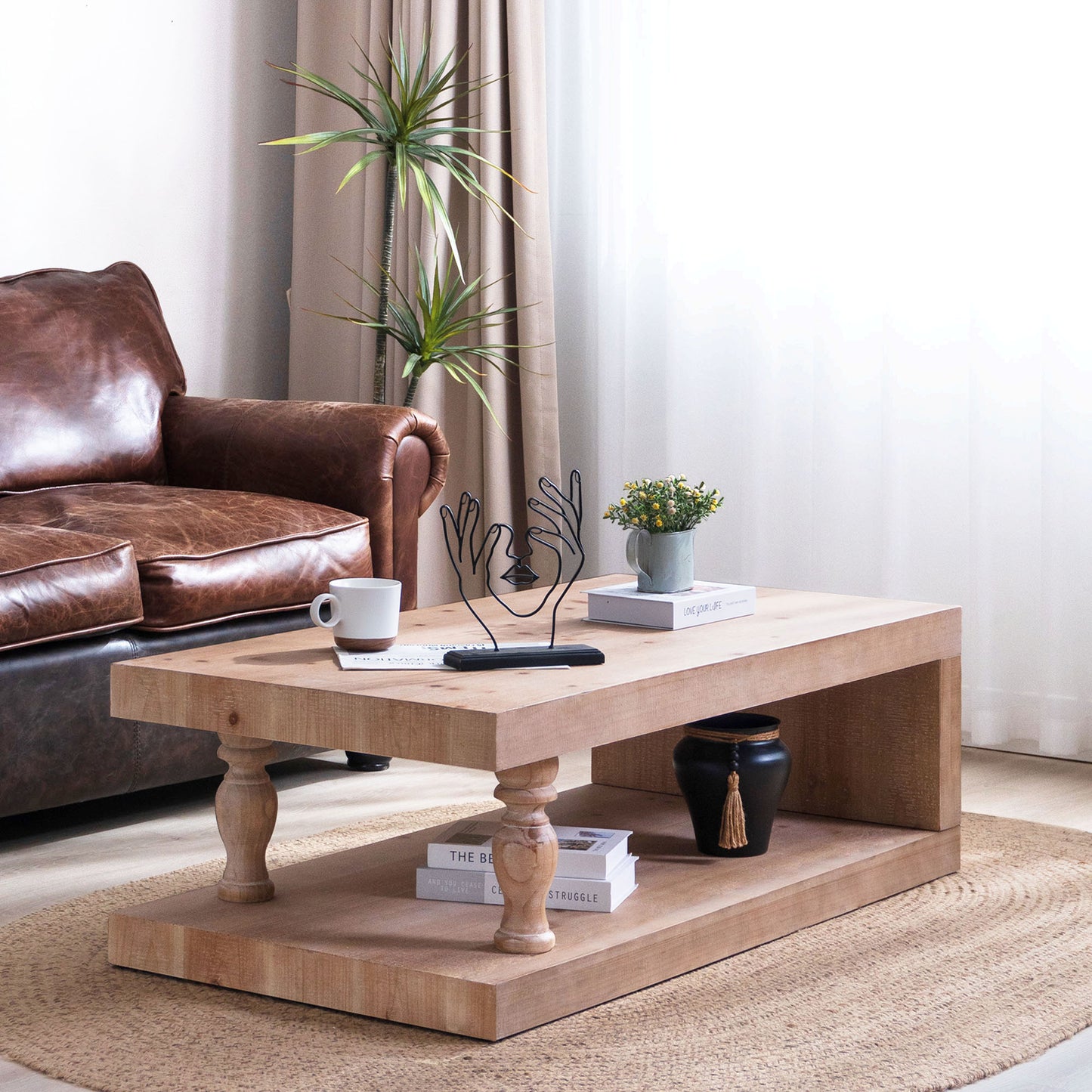 Rustic Coffee Table, Wood Coffee Table, Farmhouse Coffee Table, Modern Rustic Furniture, Coffee Table With Shelf, Wooden Living Room Table