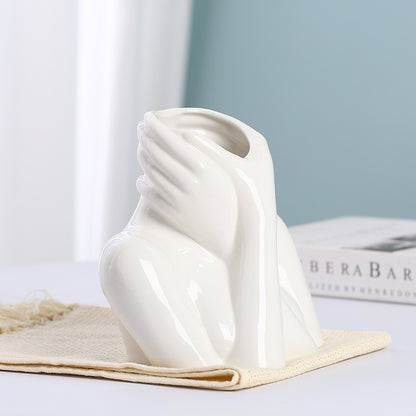 Ins Scandinavian Modern Simple Style Ceramic Vase Decoration Living Room Porch Office Flower Arrangement Decoration